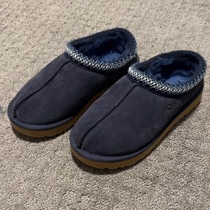 UGG Navy Blue Shearling-Lined Slip-On Slippers